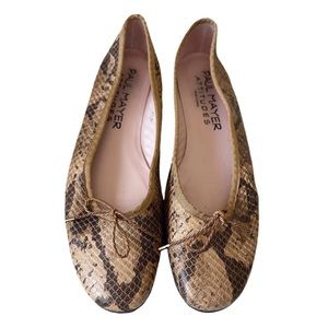 Paul Mayer Tan and Brown Snakeskin Ballet Flats